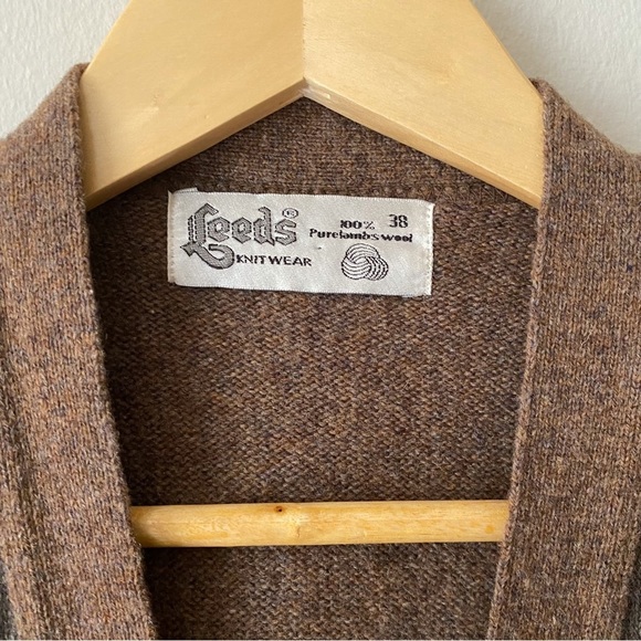 Vintage Leeds 100% Patterned Lambs Wool Oversized Grandpa Vest Medium - Picture 7 of 9